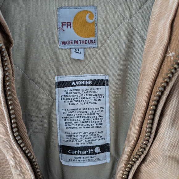 Distressed FR Carhartt Active Hooded Jacket Duck Canvas Brown Men's Size XLT - Picture 2 of 15